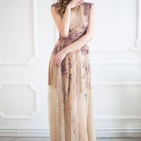 Beige Chantilly Lace Wedding Dress by Anna Skoblikova