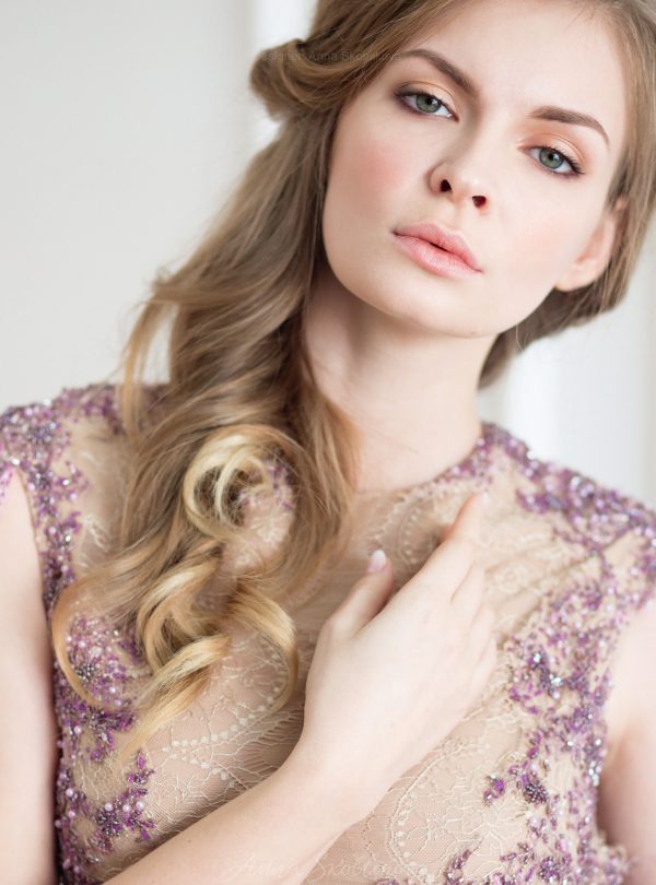 Beige Chantilly Lace Wedding Dress by Anna Skoblikova