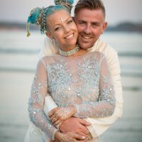 Light Blue Wedding dress with Embroidery by Anna Skoblikova