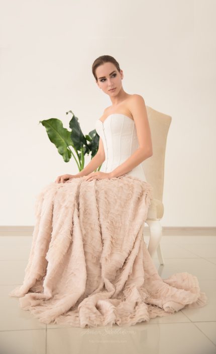 Luxurious natural silk wedding skirt with corset by Anna Skoblikova
