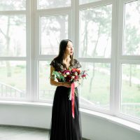 Black wedding dress with Italian net skirt by Anna Skoblikova