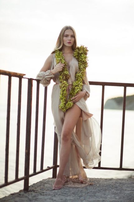 Delicate chiffon flutter wrap wedding dress by Anna Skoblikova