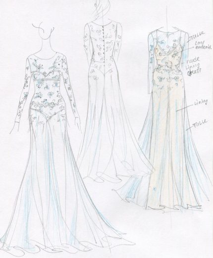 Light Blue Wedding dress with Embroidery by Anna Skoblikova