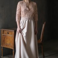 Lace and dense satin feminine Wedding dress