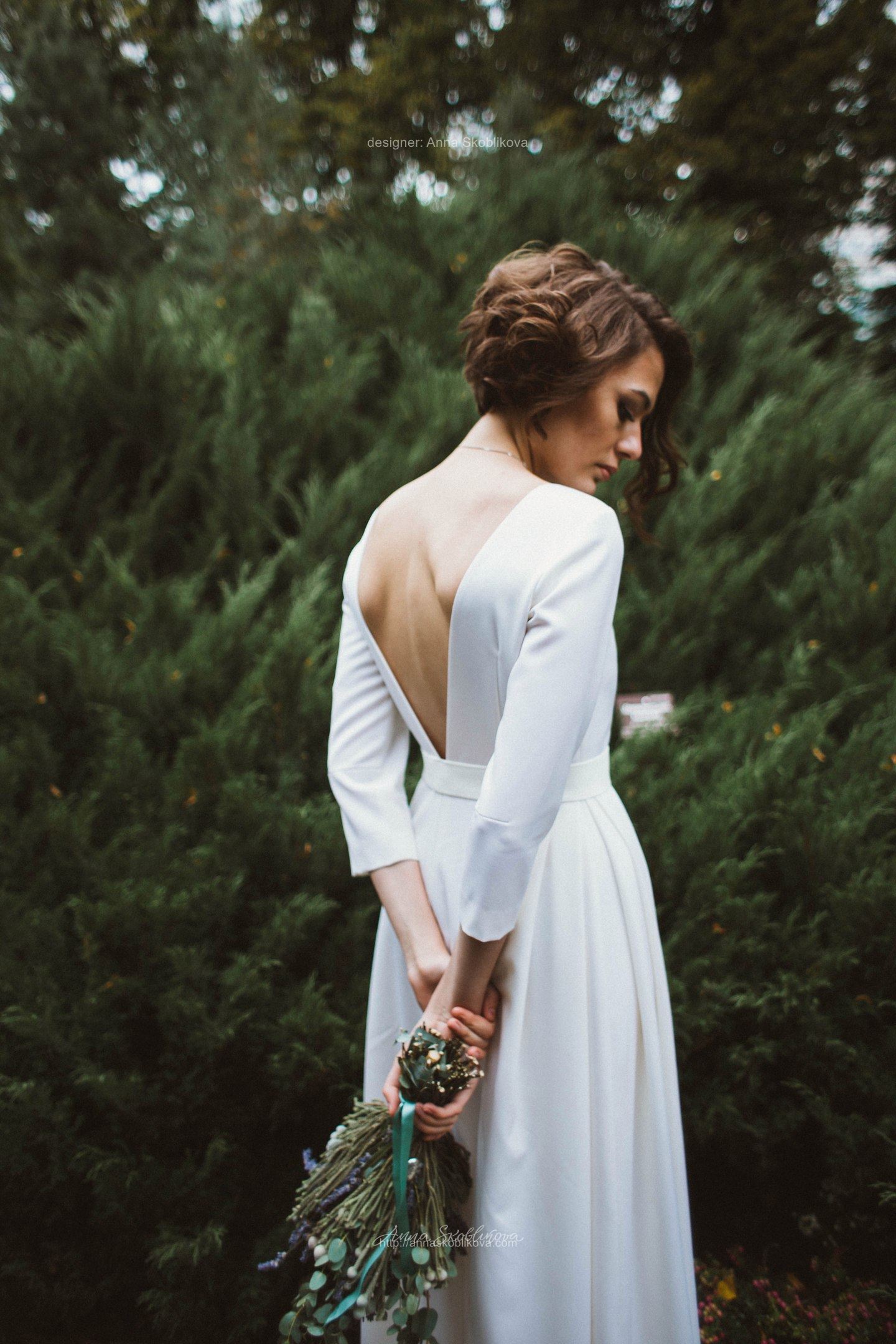 Silk Wedding Dress with V back by Anna Skoblikova Silk Wedding Dress with V back by Anna Skoblikova