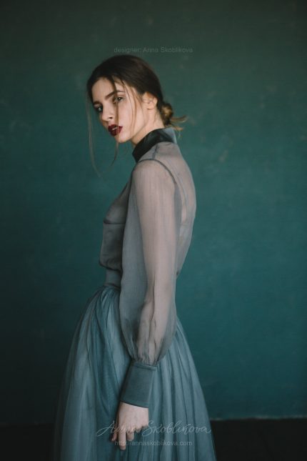 Teal wedding dress from natural silk  0129 \ Anna Skoblikova | Photo 7