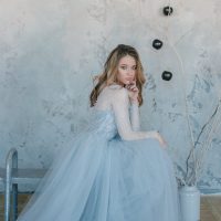 Blue wedding dress from Chantilly lace by Anna Skoblikova