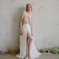 Two piece wedding dress from top and wrap skirt