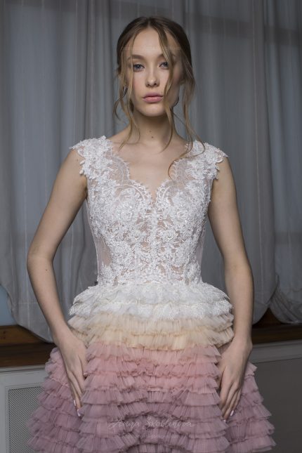 Valentina - Stunning wedding dress features the ombre hand-maid skirt beautifully embellished with Spain lace \\ Anna Skoblikova