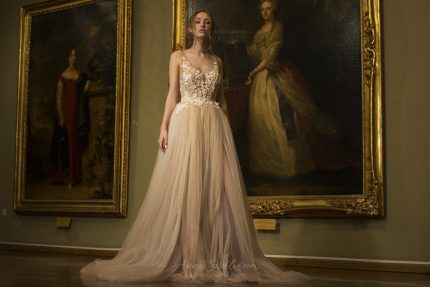 Daniella - The airy unique wedding dress featuring our signature hand-crafted Spanish lace embroidery \\ Anna Skoblikova