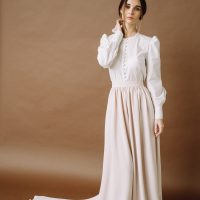 Two piece retro wedding dress in non traditional wedding style by Anna Skoblikova